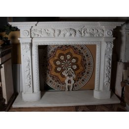 Камін 0313 Мармуровий портал в англійському стилі з білого мармуру з ручним різьбленням